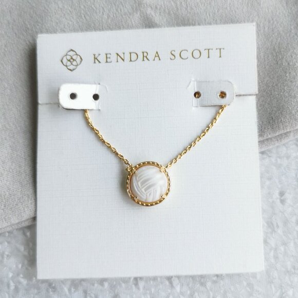 Kendra Scott - Volleyball Gold White Mother-of-Pearl Necklace - new - Picture 1 of 4
